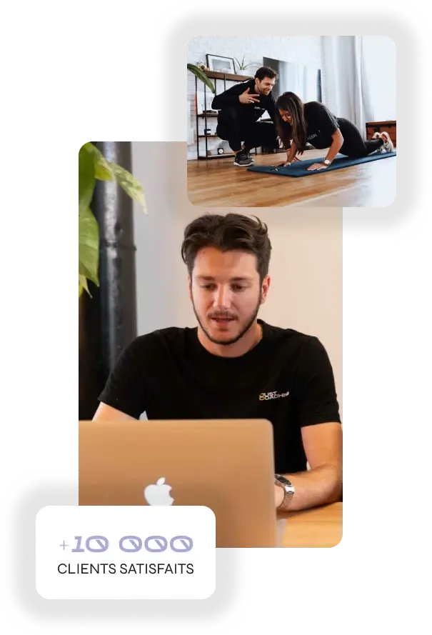 Montage photo de nos équipes de support client et de clients satisfaits